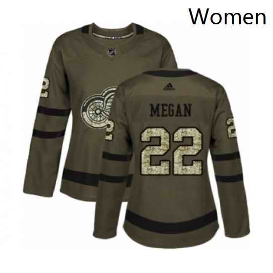 Womens Adidas Detroit Red Wings 22 Wade Megan Authentic Green Salute to Service NHL Jersey